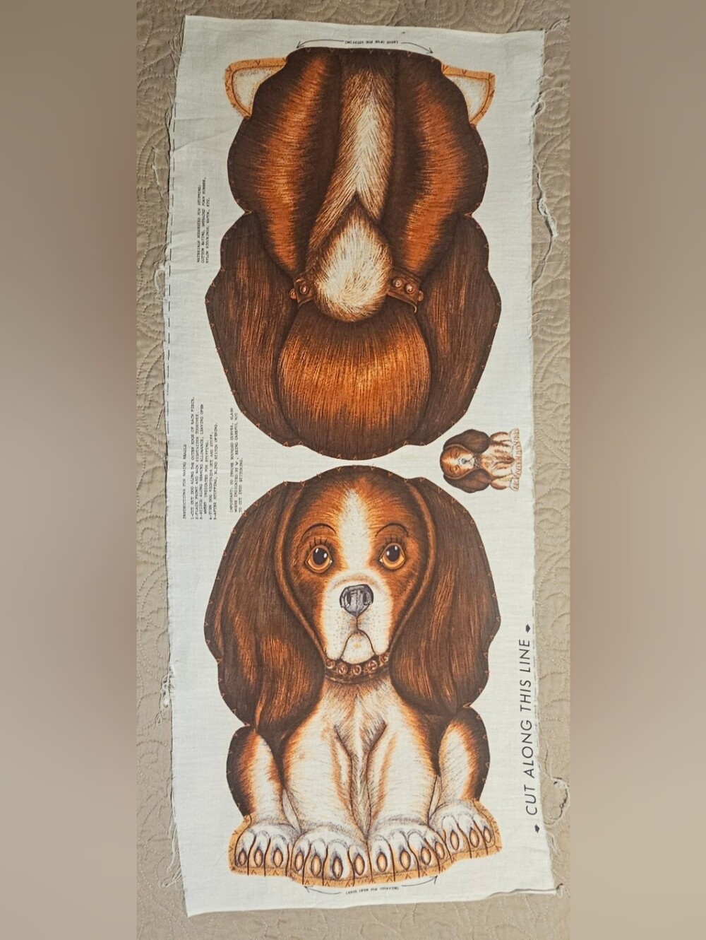 Vintage Beagle Pup Dog Cut And Sew Pillow Panel